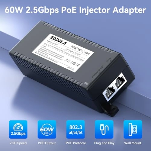 2.5GbE PoE Injector - 60W IEEE 802.3