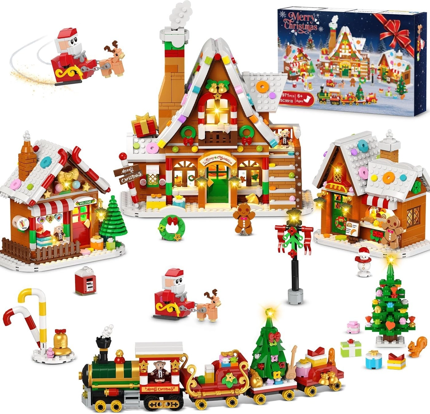 PLAXSOON Christmas Gingerbread House - LED lights Ages 8+