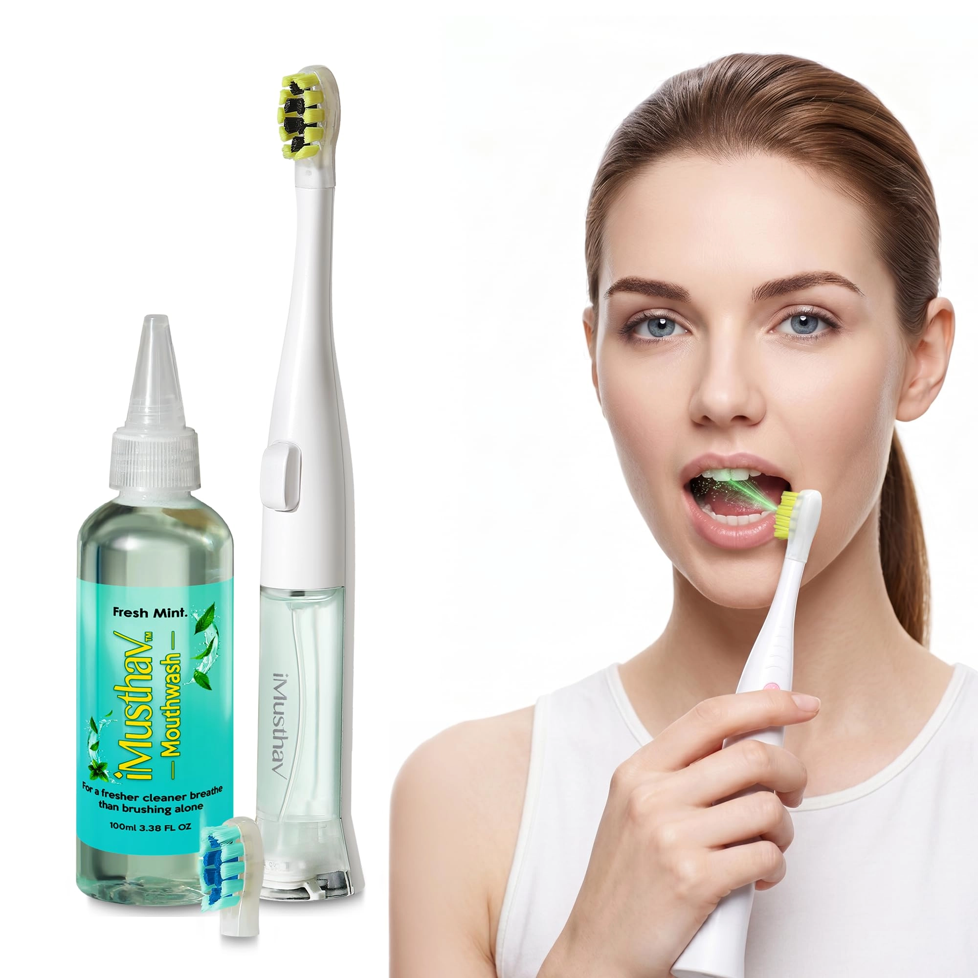 iMusthav SonicPump Electric Toothbrush - Battery Operated Mouthwash Reservoir