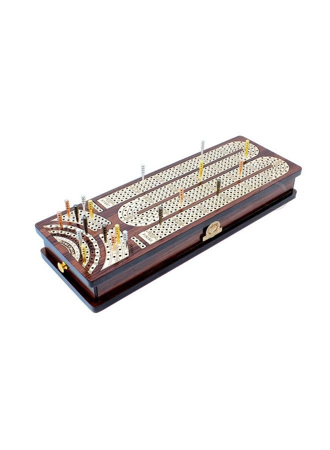 Continuous Cribbage Board - 4 Track Inlaid in Wenge Wood/Maple