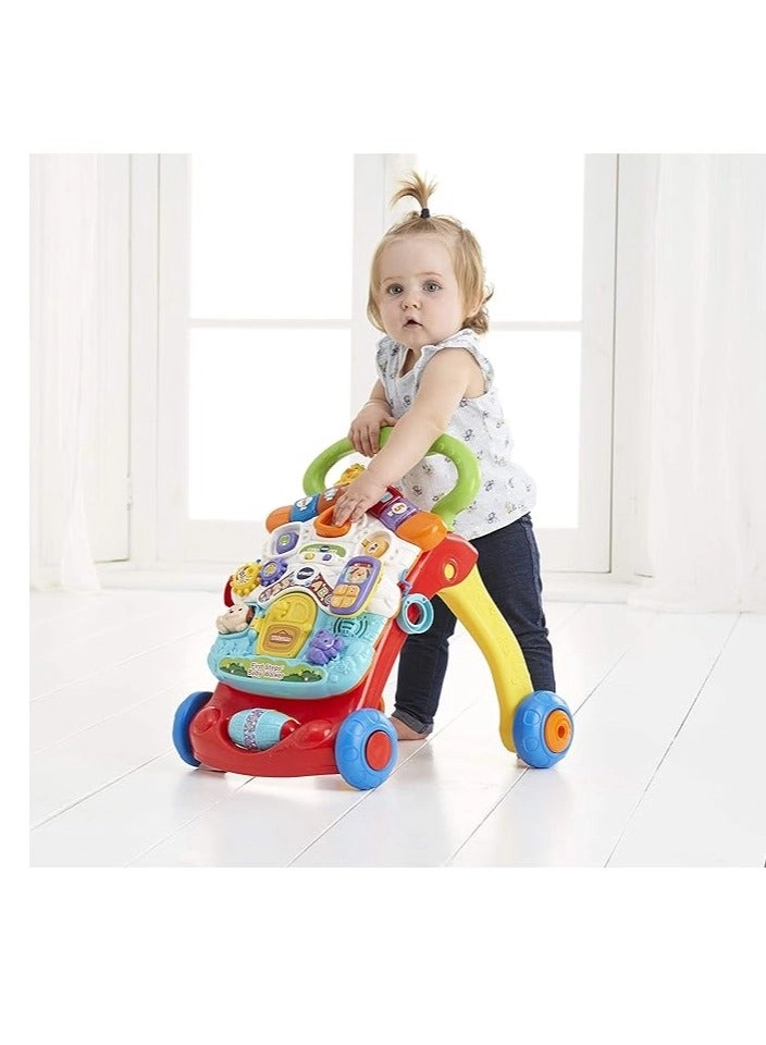 First Steps Baby Walker - Pink/Blue/Yellow 12 Months
