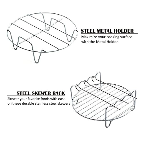 BBQ Needle - 5-piece stainless steel + Grilled Rack + Steamer + Fry Pan + Rotary Cage