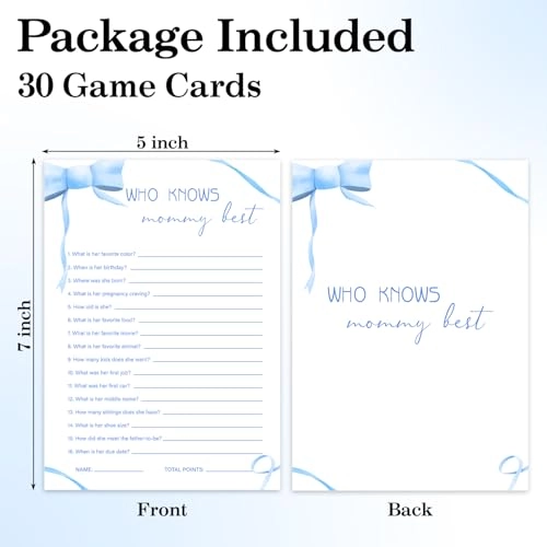 Baby Shower Games Cards - Adult 30