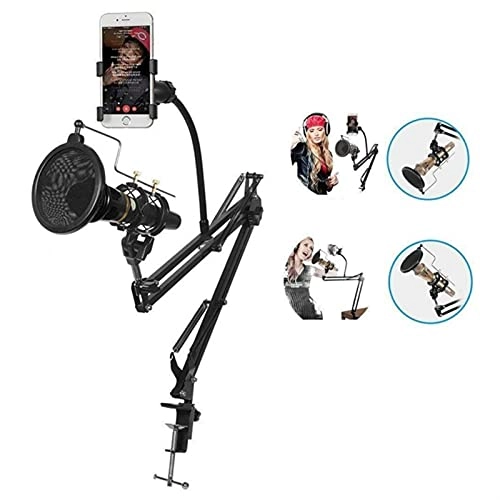 Mic Stand + Mic Clip Holder + Table Mounting Clamp + Pop Filter