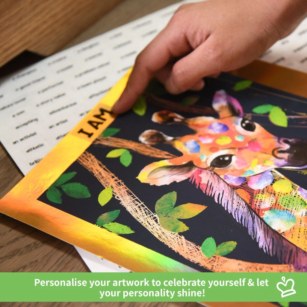 Scratch Art Animal Power - 12 canvases 50+ foil sheets wooden stylus