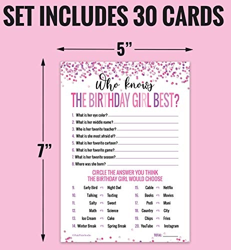 Who Knows The Birthday Girl Best Game Cards - 30 piece(s)