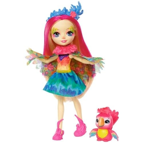 Enchantimals Peeki Parrot Doll - 6-inch + Sheeny Animal Figure - parrot friend