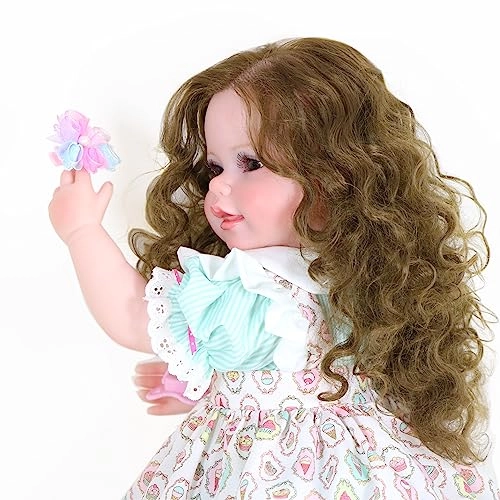 Reborn Toddler Doll - 22 inch Full Vinyl Body Rooted Brown Hair Ages 14+