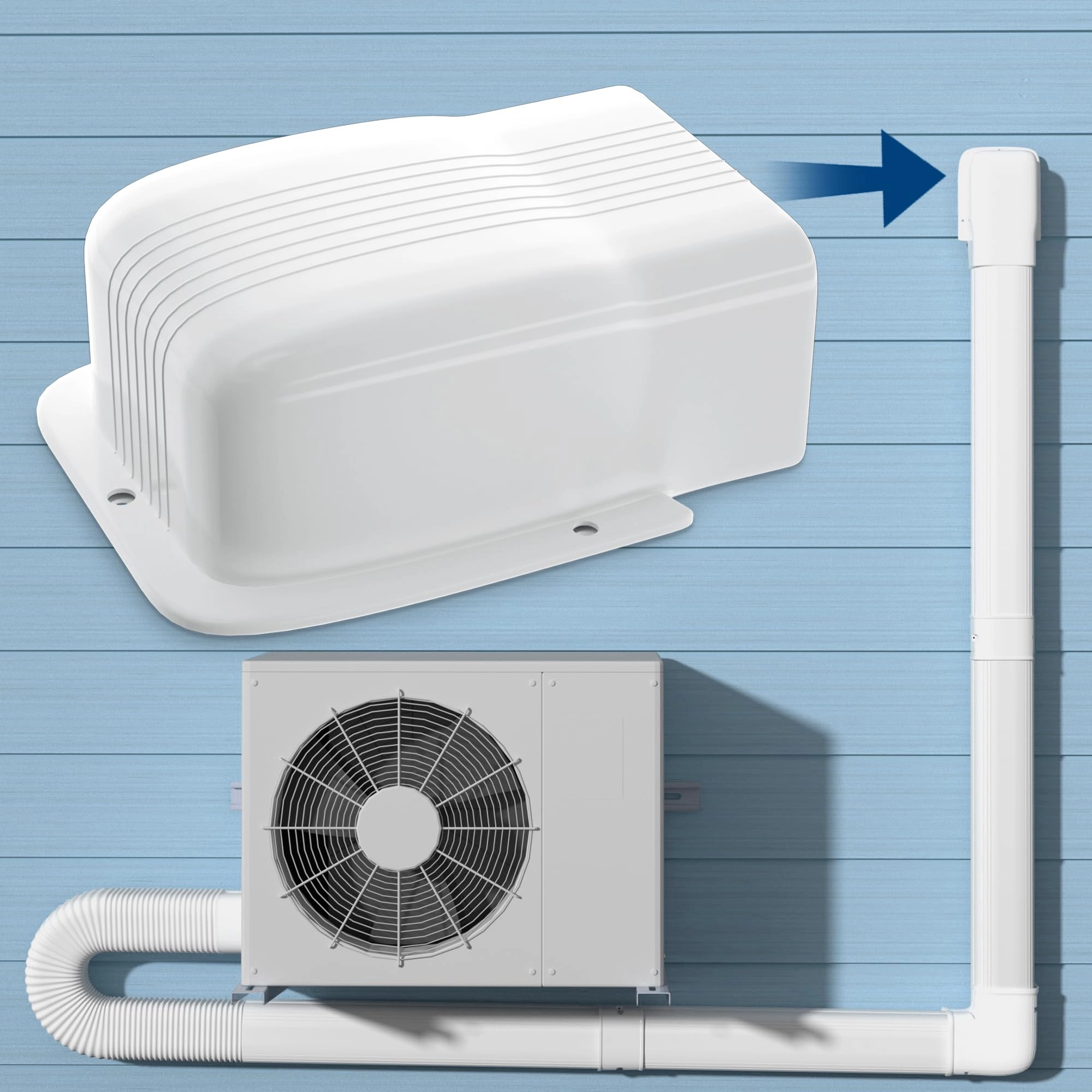 Nouscan Entry Wall Cover - Most mini split, central AC systems, mini split air conditioners, heat pumps, HVAC, HAVC and AC