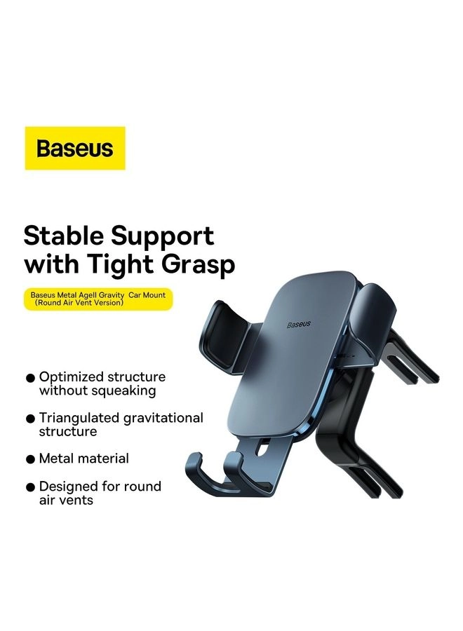 Car Phone Mount - Grey Round Air Vent Automatic Locking