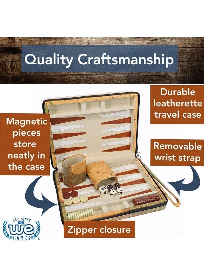 Backgammon Board - Magnetic Map Style + Carrying Strap