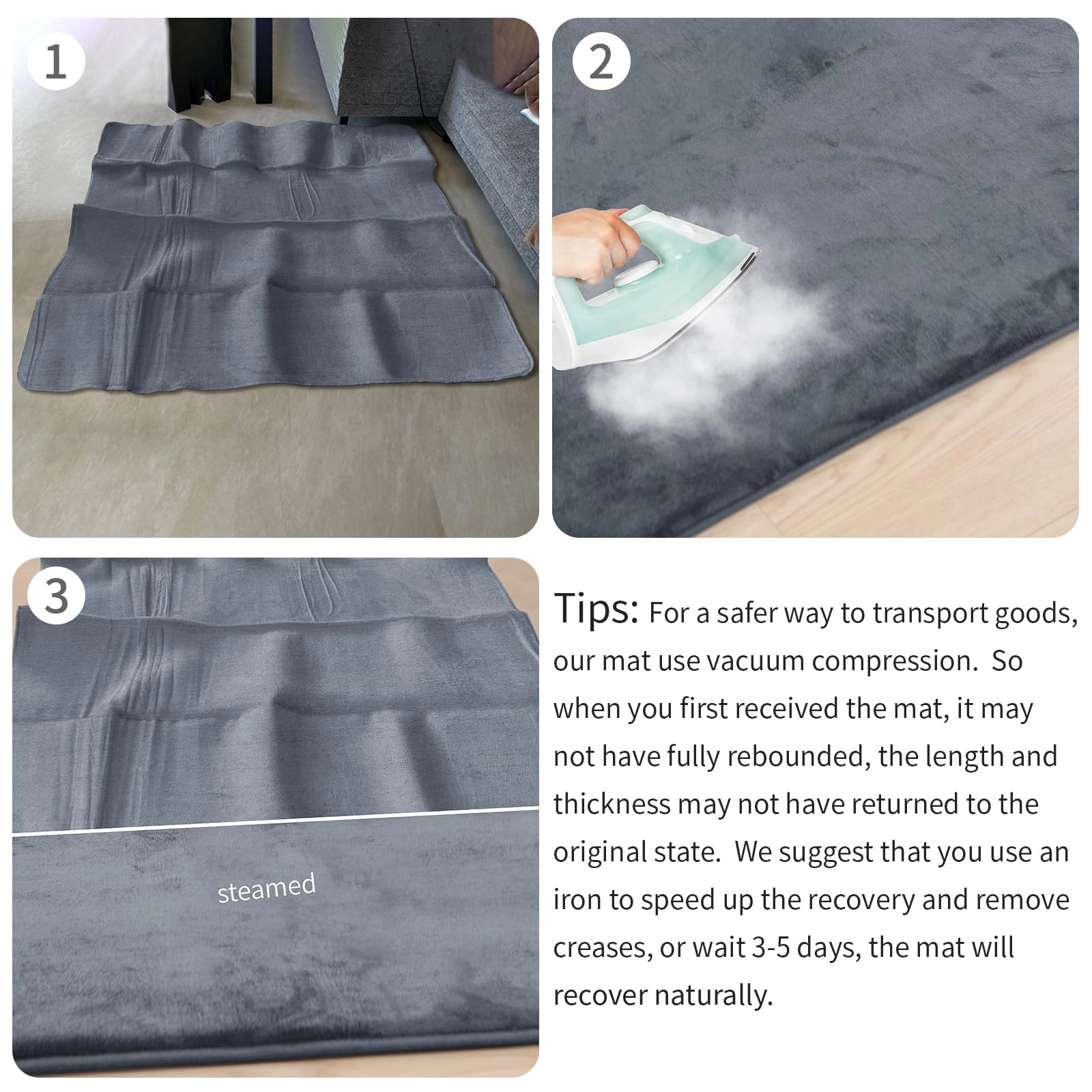 Baby Play Mat - 59"×71" 1.3" Thick Light Grey