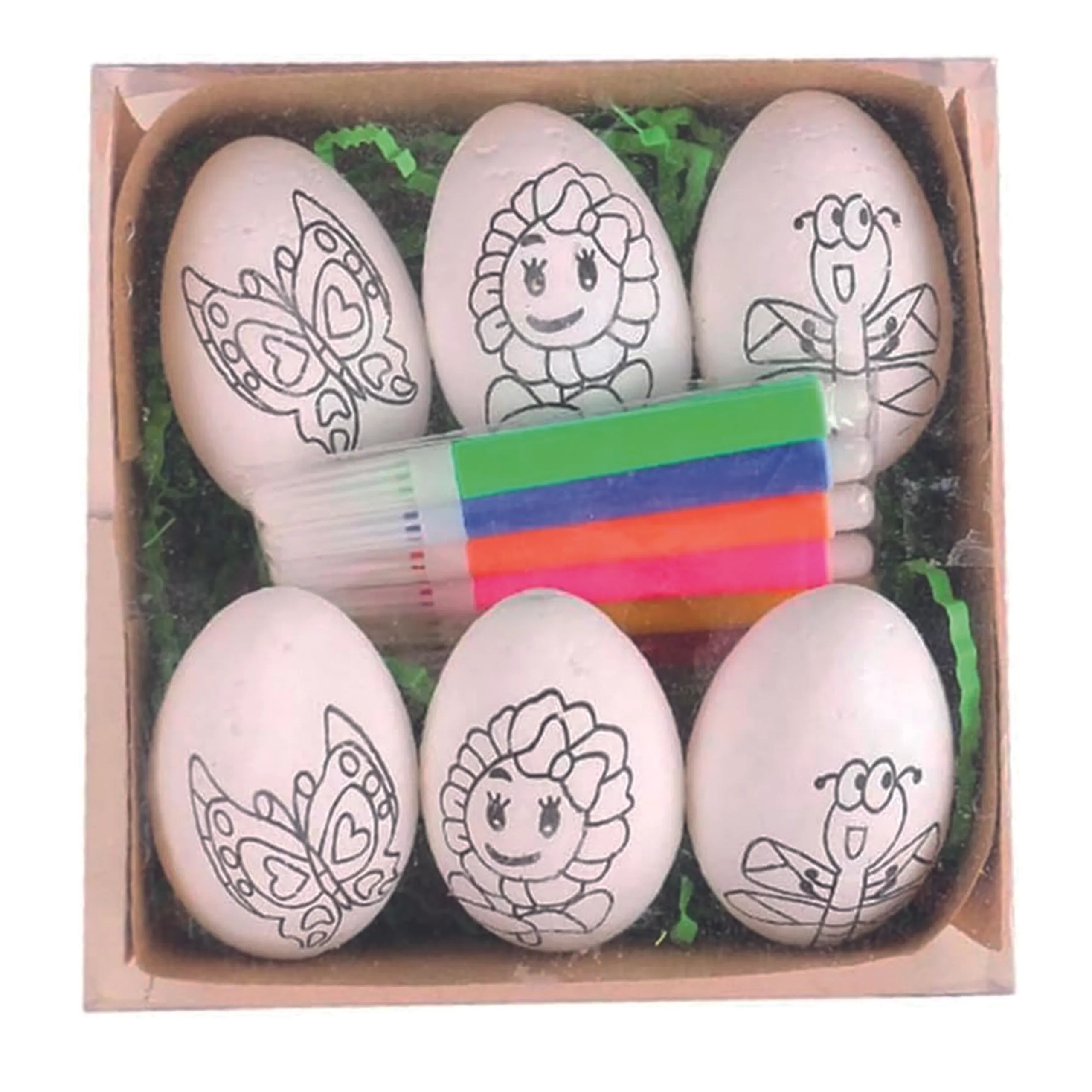 BrainGiggles Hand-Painted Easter Eggs Drawing Set - 6 Pcs 6 x Markers