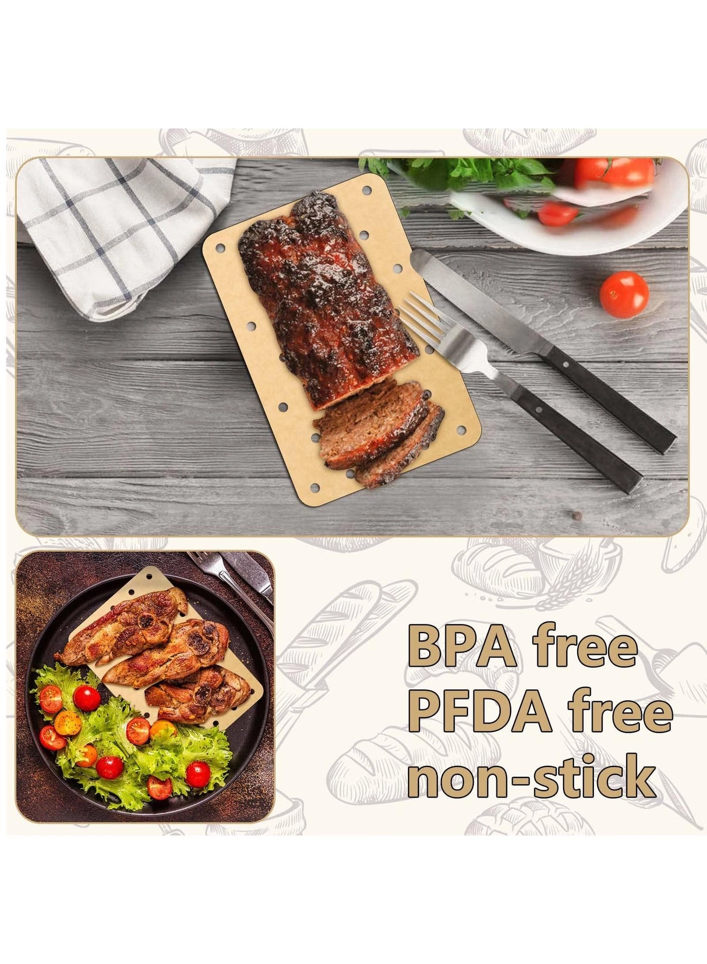 Air Fryer Liners - 100% unbleached natural food-grade wood pulp 200 pieces