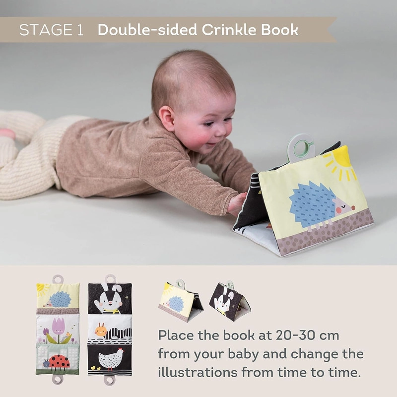 Tummy Time Pillow + Water Mat + Interactive Tray - 3 sensory balls + Crinkle Baby Book - Double-sided