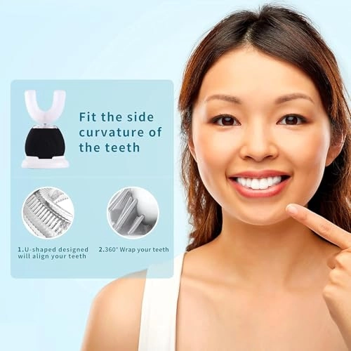 U-Shaped Ultrasonic Toothbrush - IPX7 Waterproof 3 Modes Whitening Blue Light