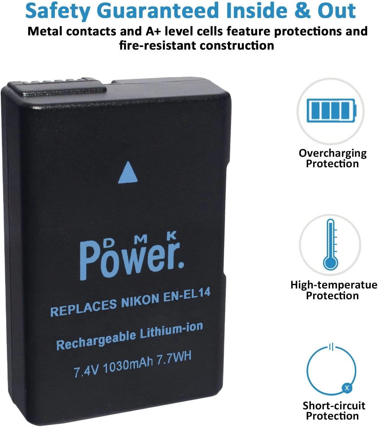 EN-EL14 EN-EL14A Replacement Battery - 2 Pack + Dual USB Charger