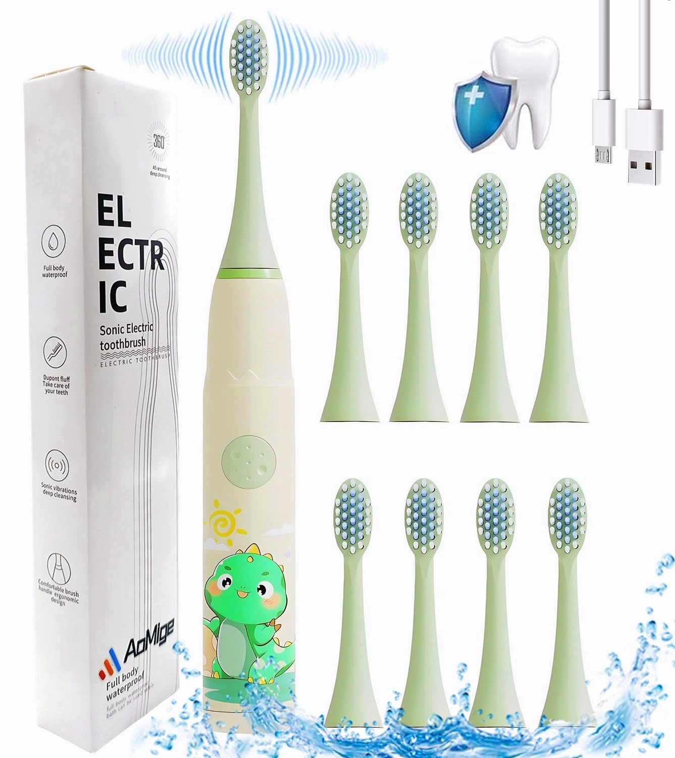 AoMige Sonic Rechargeable Kids Electric Toothbrush - 4 Modes 2-Min Timer
