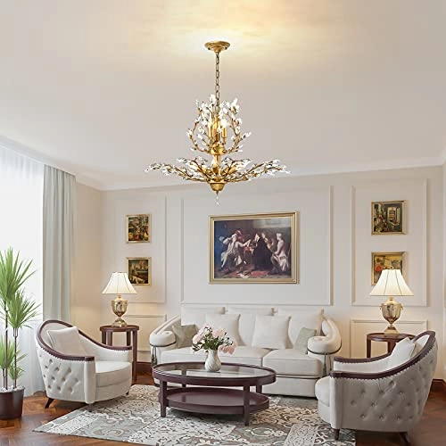 Crystal Chandelier - 8 Lights Gold