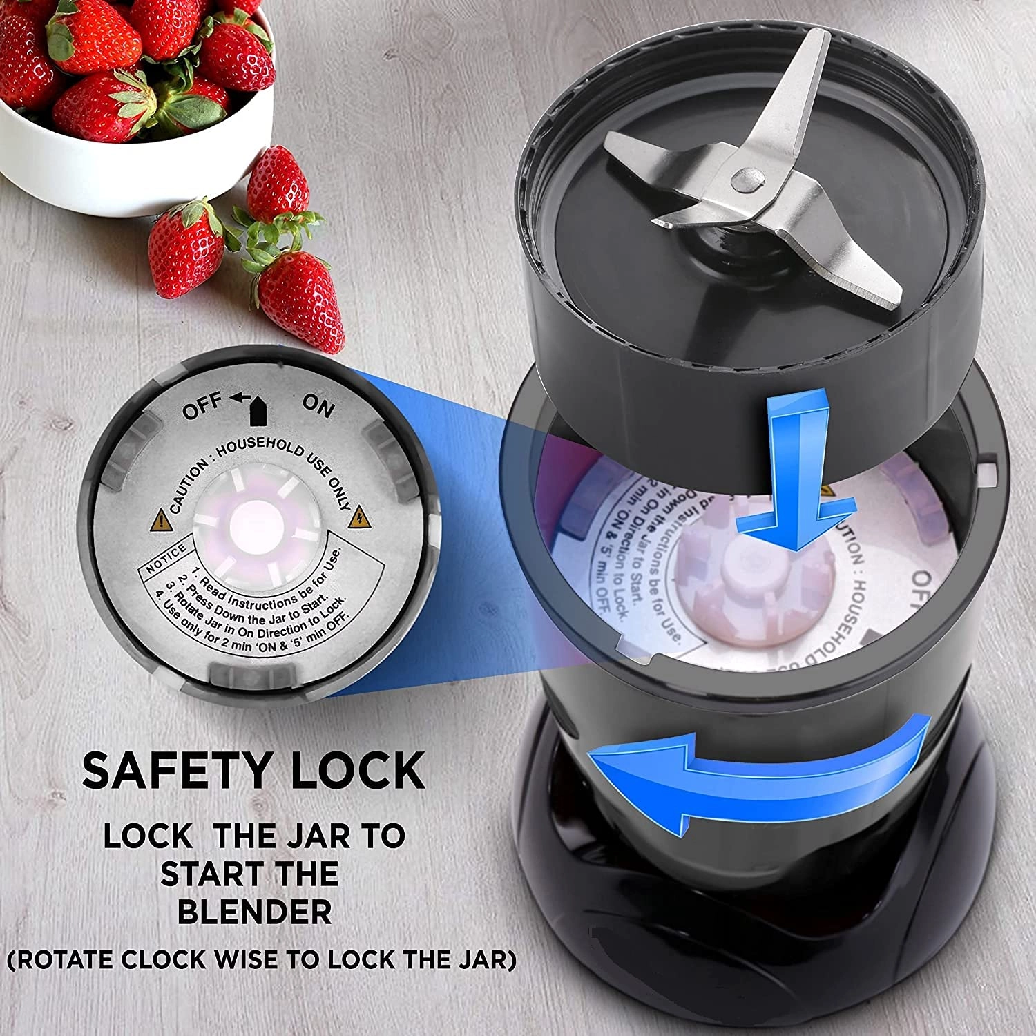 Bullet Mixer Grinder - Stainless Steel Blades 2 Unbreakable Jars