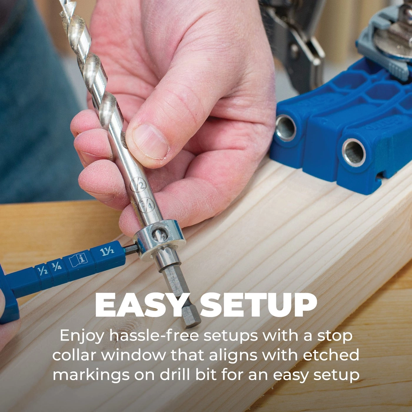 KPHA308 - Easy-Set Pocket Hole Drill Bit with Stop Collar & Gauge/Hex Wrench