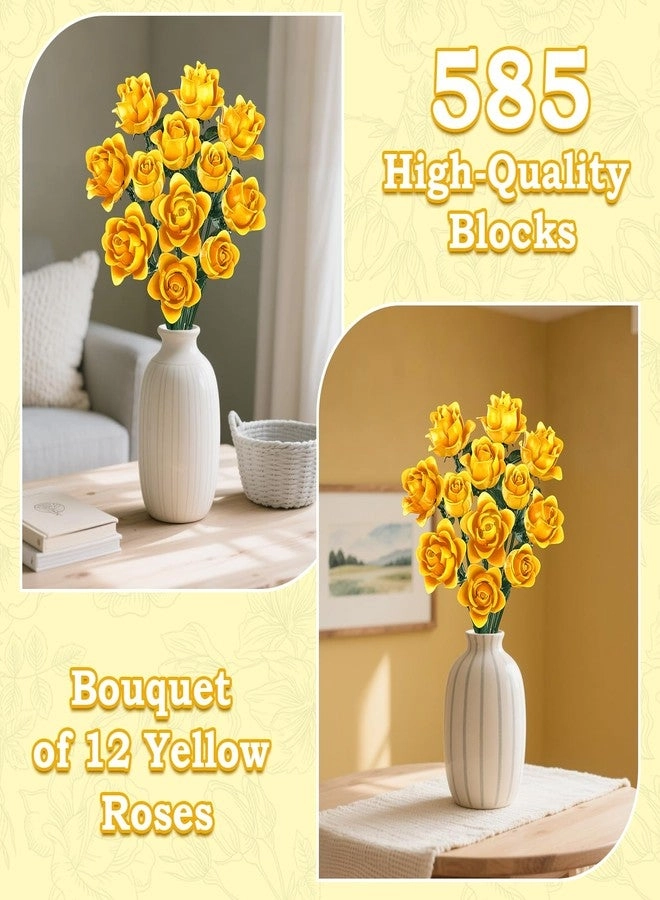 Building Block Bouquet Set - Yellow Roses 585 pcs