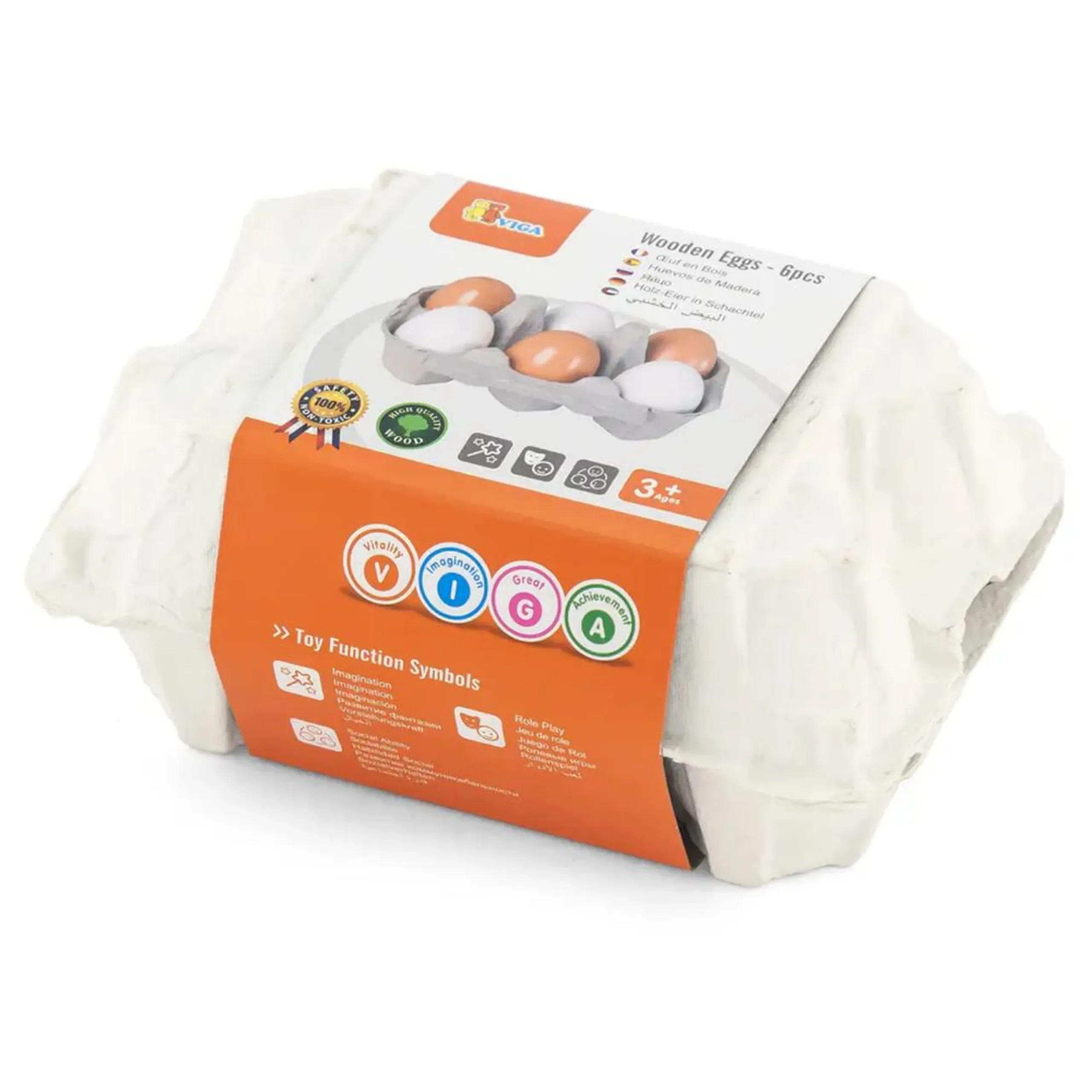 Wooden Eggs - Suitable for 2 years & above 6pcs