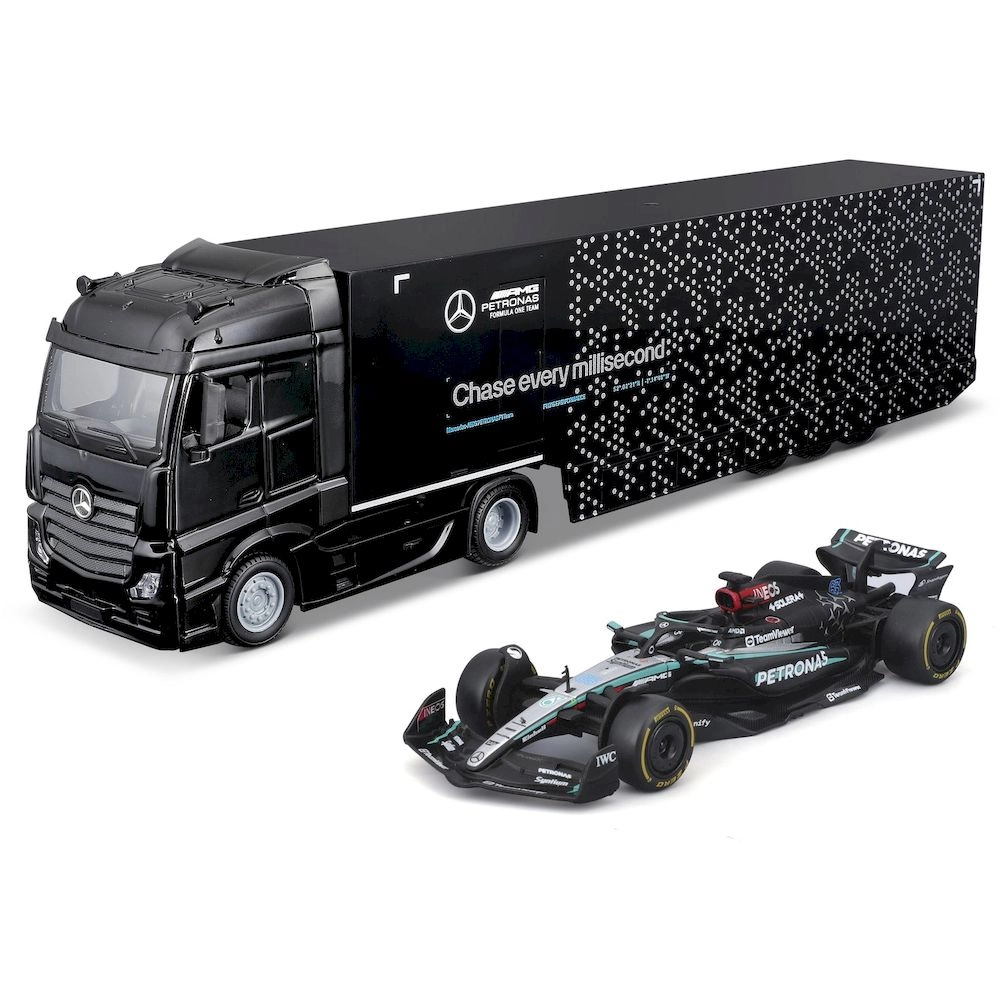 BBURAGO Actros Gigaspace Car Transporter + F1 W15 #63 - 1:24