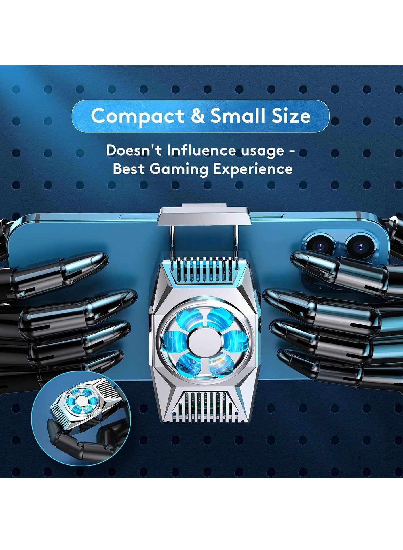 Phone Cooling Fan - Portable Mini Heatsink Silver