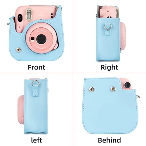 Mini Photo Album - 256 Pockets + Instant Camera Case - Blue