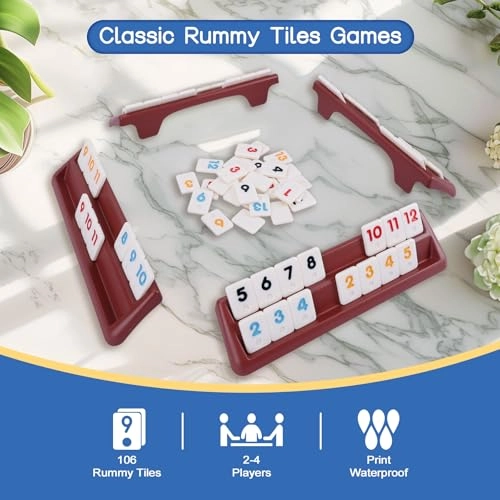 Rummy Tiles - 106 Tiles 4 Double Holders Compact Travel Format