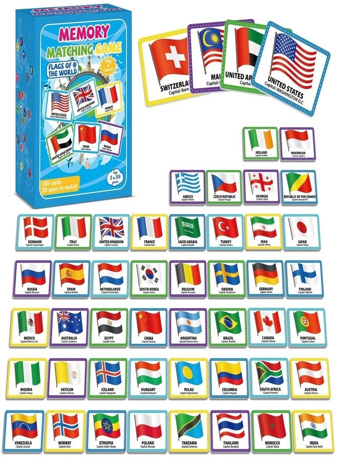 gisgfim Flags of The World Memory Matching Game - 50 Pairs