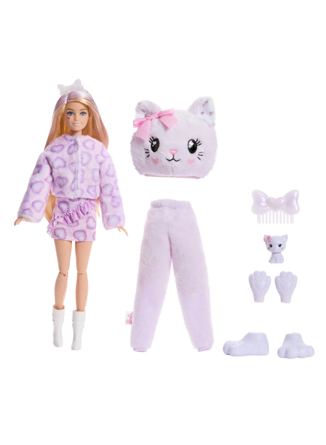 Barbie Cutie Reveal - JJP64 + Cuddly Series Kitten - 10 Surprises