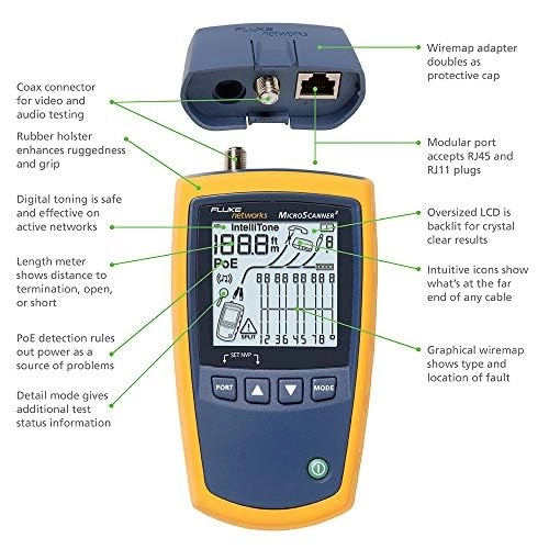 MicroScanner2 - Copper Cable Verifier + IntelliTone Pro 200 - Digital Probe