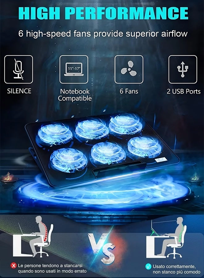 Gaming Laptop Cooling Pad - 6 piece(s) 17.3 inch