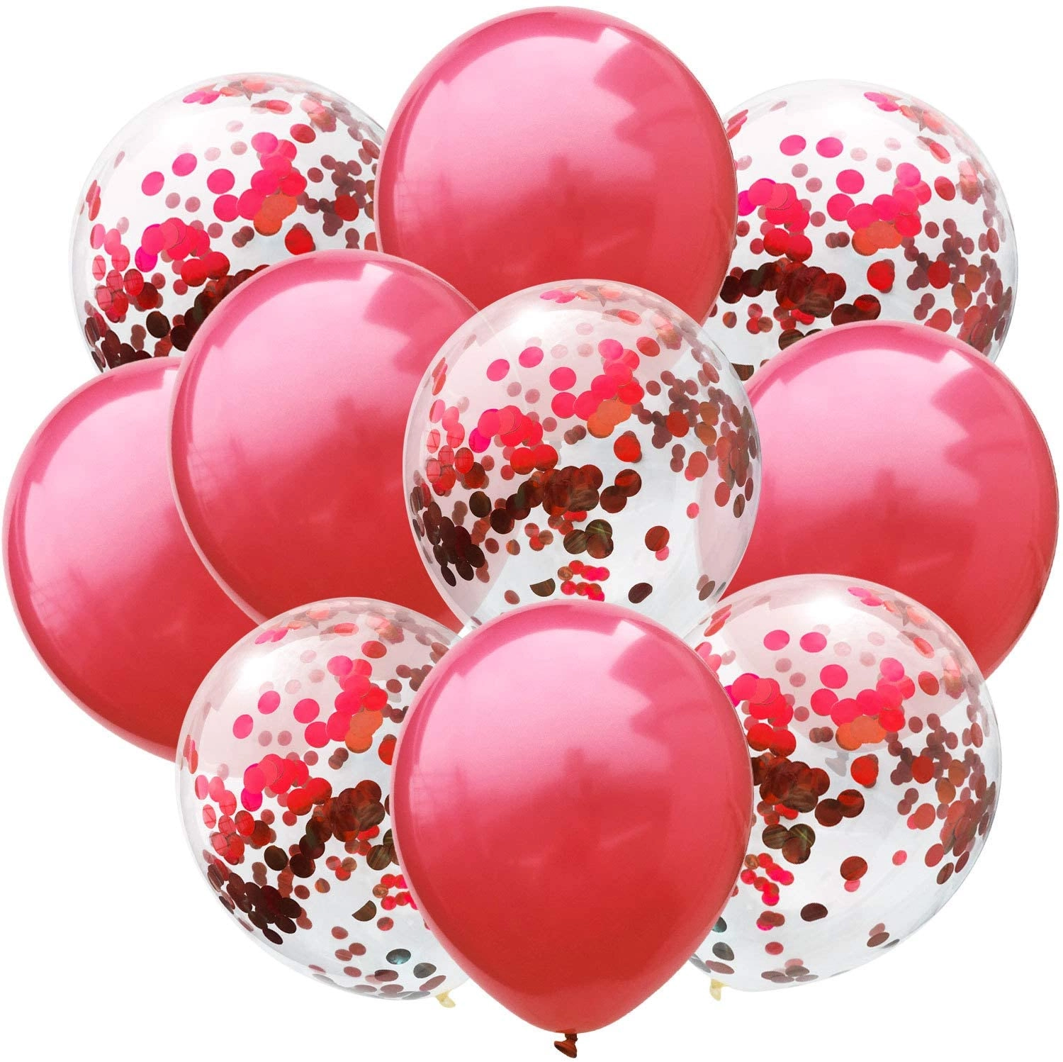 Party Time Trading LLC Latex Balloons + Confetti Balloons - 10-Pieces Birthday Wedding, Engagement, Romantic Valentines Day