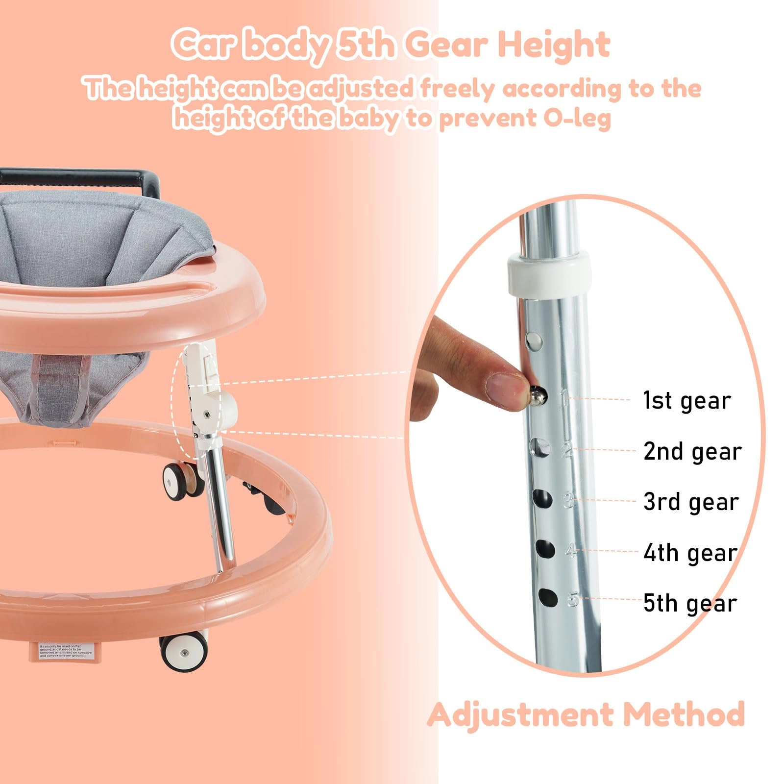 Baby Walker - Foldable 5-Position Height Adjustable