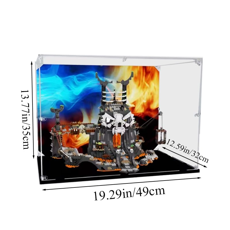 Clear Acrylic Display Case - 17.71x7.87x11.81in. Black Bottom 2mm