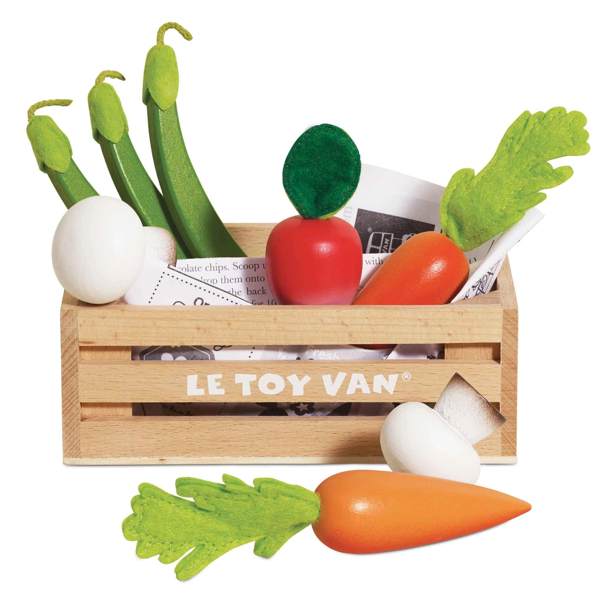 Le Toy Van Honeybee Market Vegetables 5 a Day Crate - Wooden (TV182)
