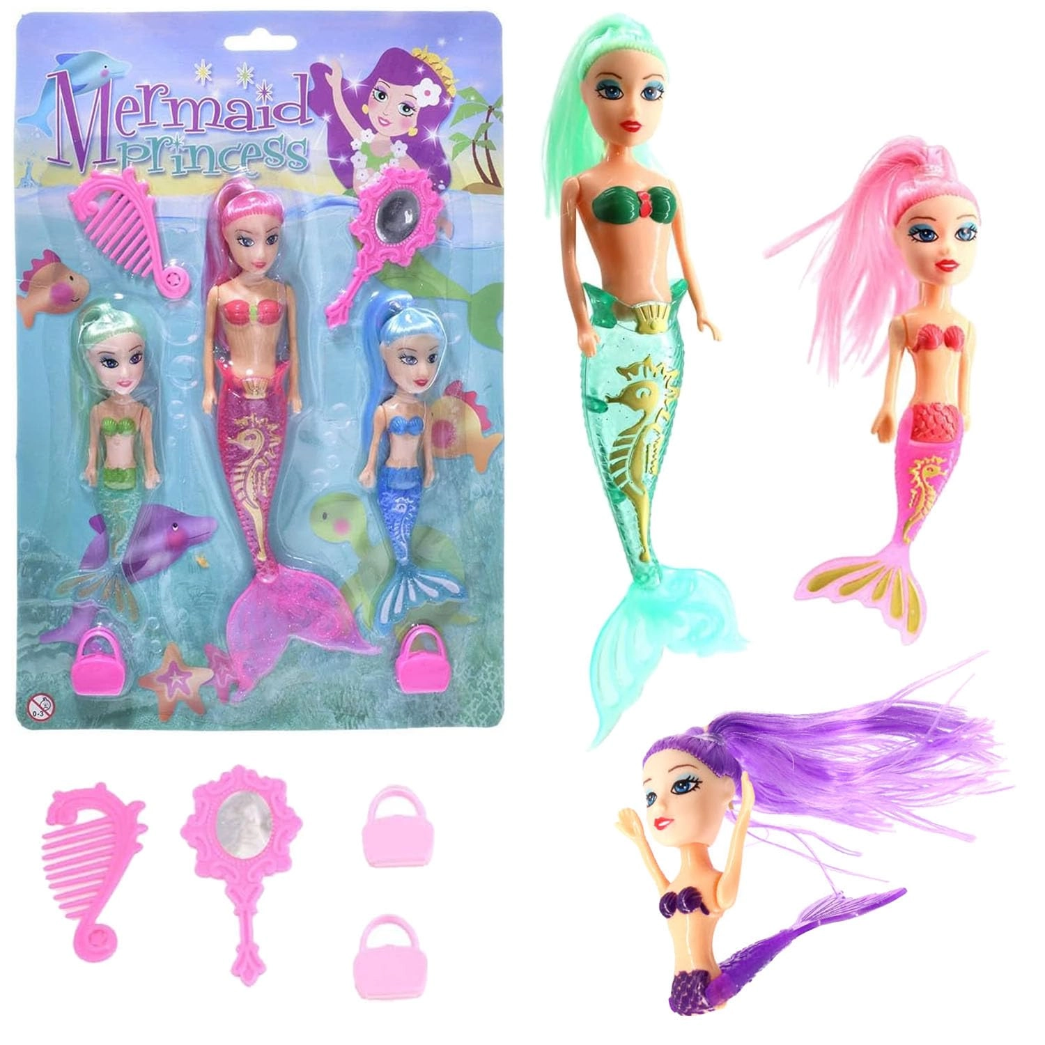D.A.Y. Republic Movable Mermaid Dolls - 7 Piece 3 Mermaids