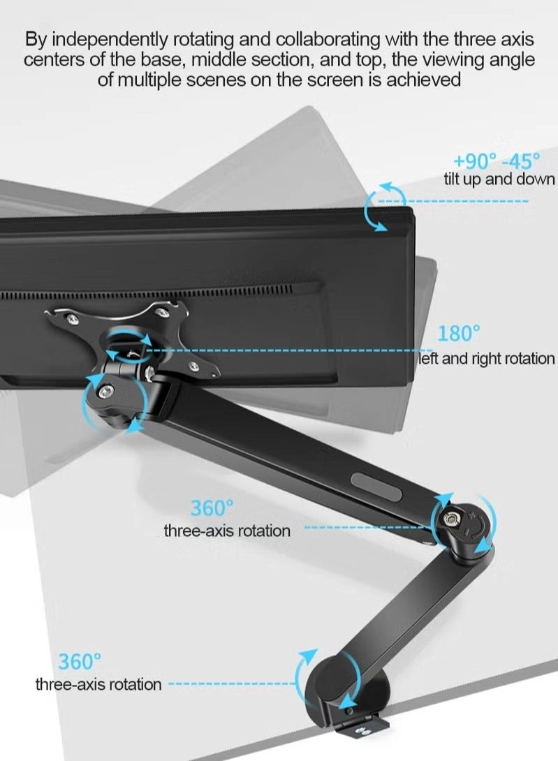 Gas Spring Monitor Arm - 32 in VESA 75x75/100x100mm