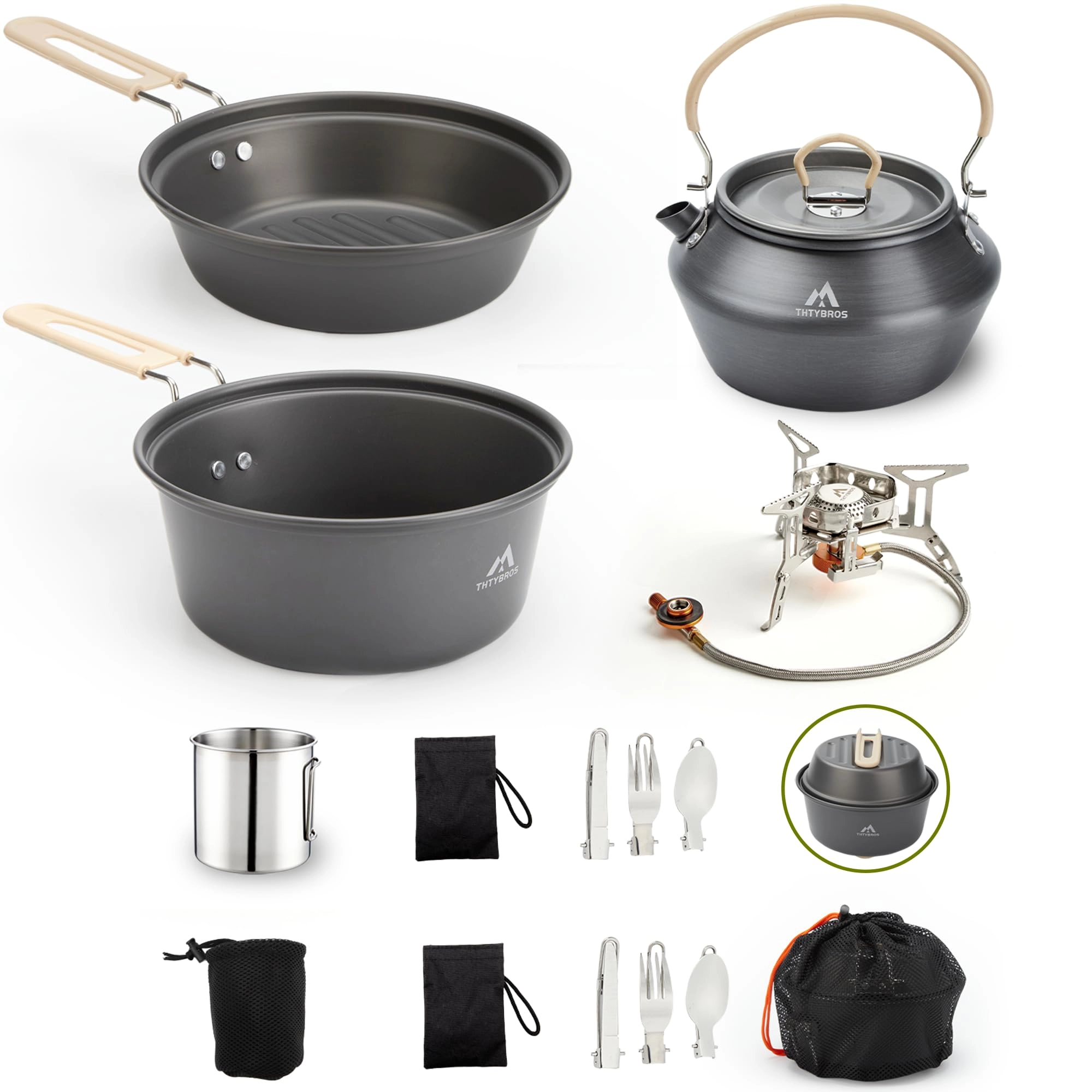 Camping Cookware Kit - 17pcs 1.70L 1.15L
