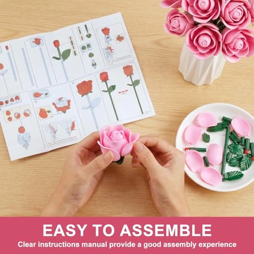 Pink Rose Building Blocks Bouquet - 684 pcs