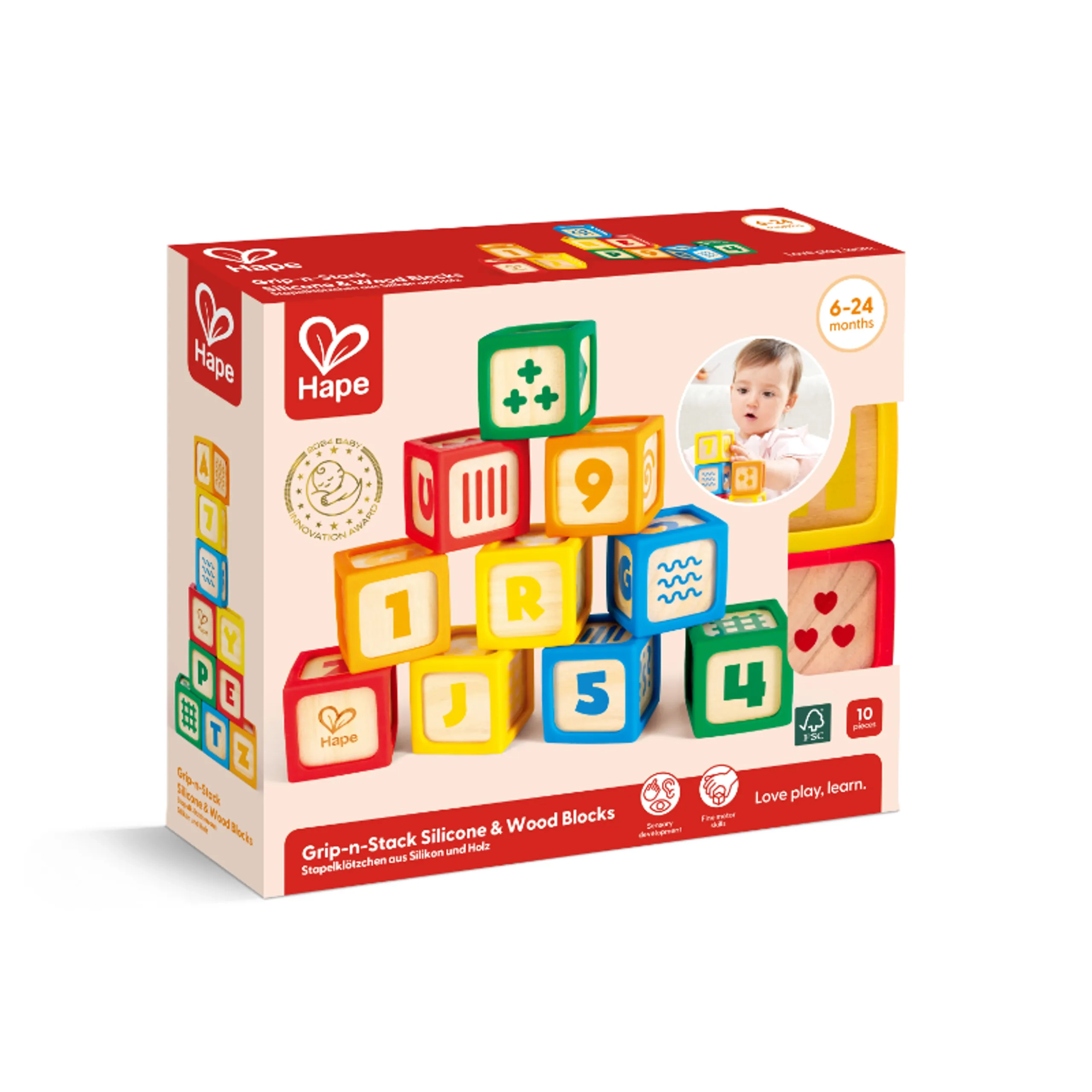 Hape Grip N Stack - 6 months 10-piece