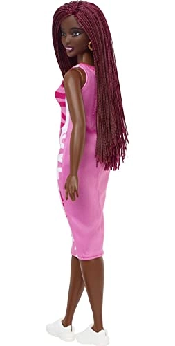 Barbie Fashionistas - Plastic Female Curvy Crimson Braids Sleeveless Love Dress Ages 3+
