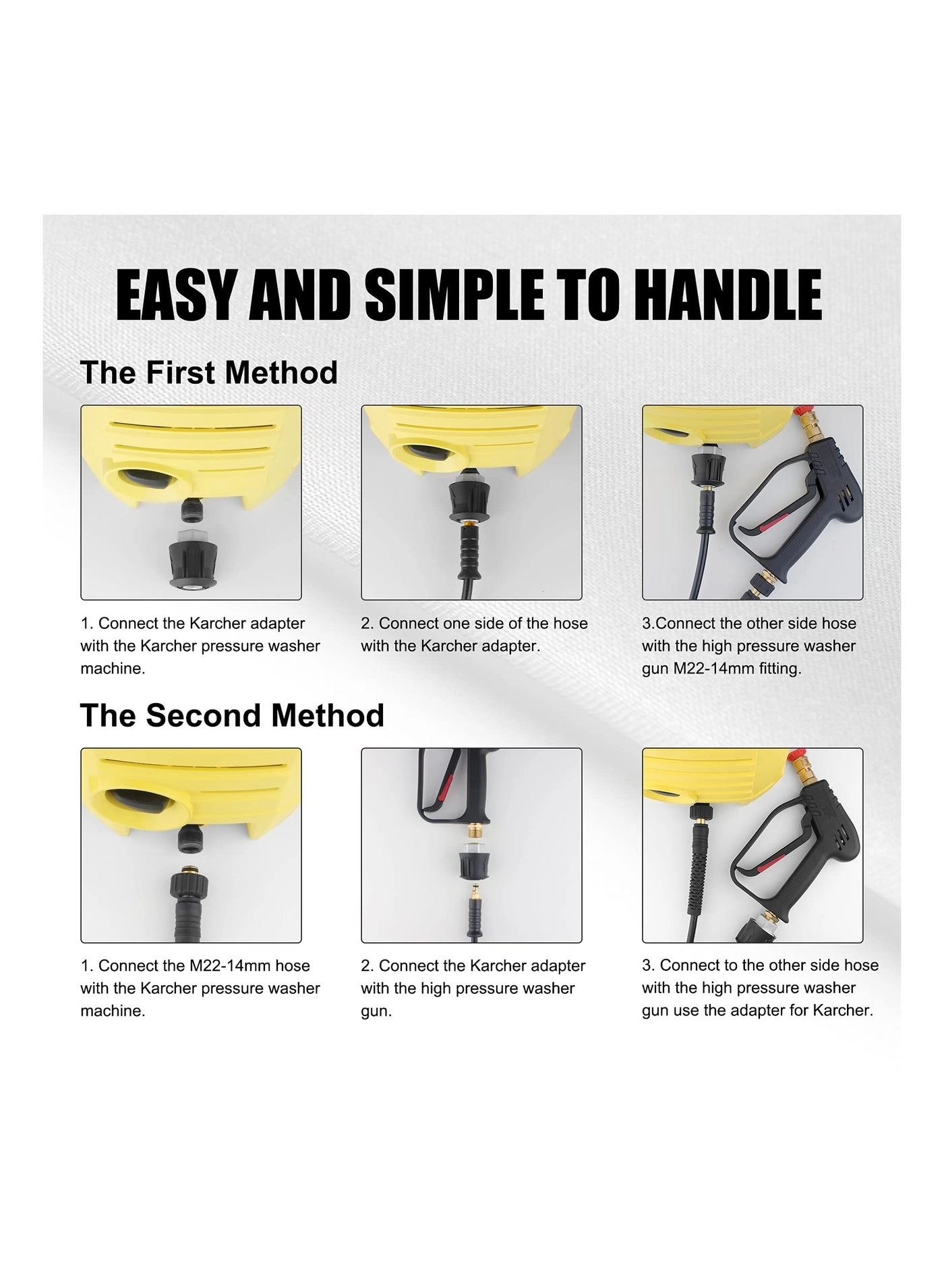 High Pressure Washer Gun - 5 Detachable Nozzle Tips Quick Connect M22-14mm