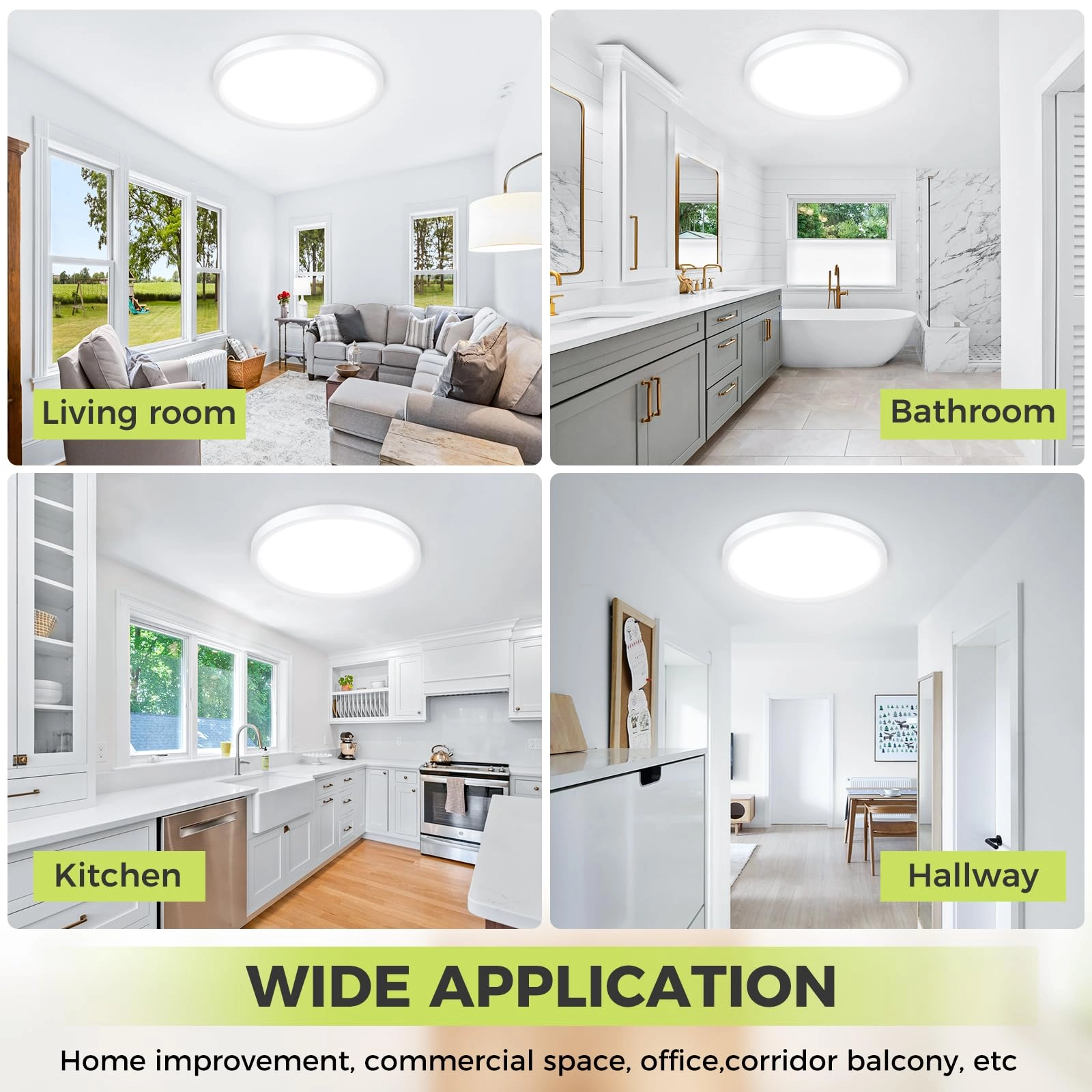 Dimmable Flush Mount LED Ceiling Light - 3000K-4500K-6000K
