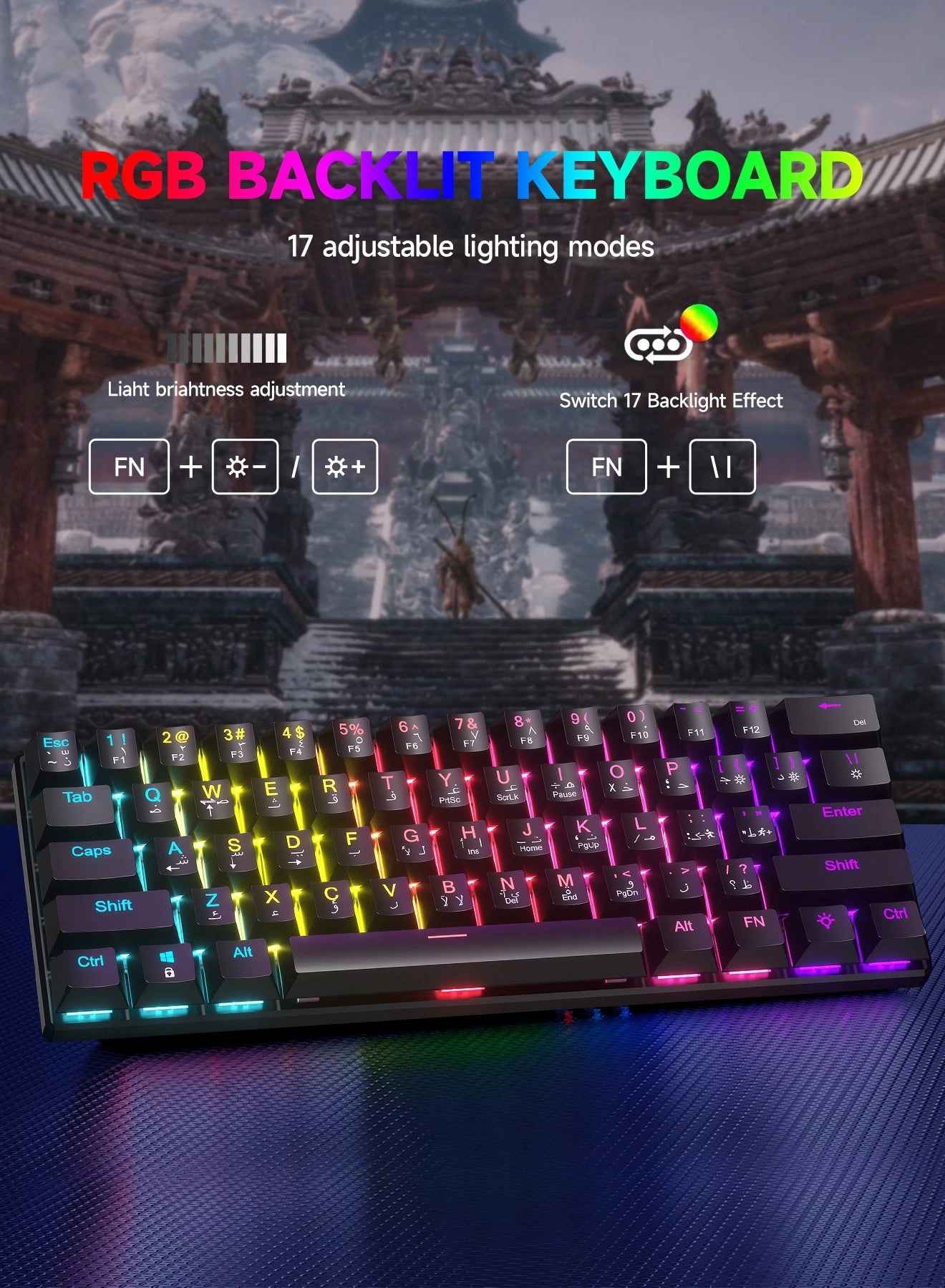 60% Gaming Keyboard + Honeycomb Optical Mouse