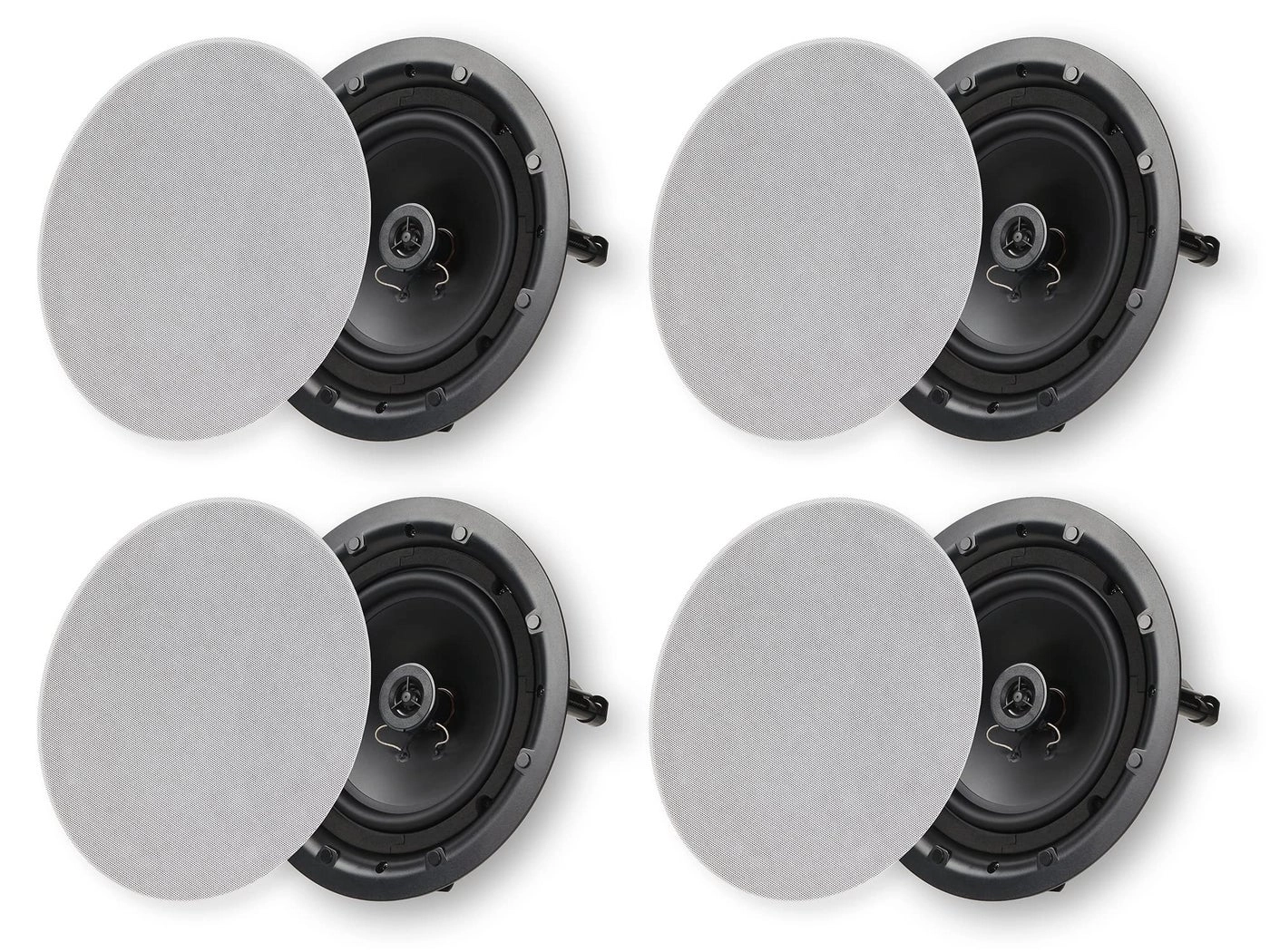 Micca 2-Way in Ceiling or Wall Round Speakers - 4 Pack 8 Inch Woofer