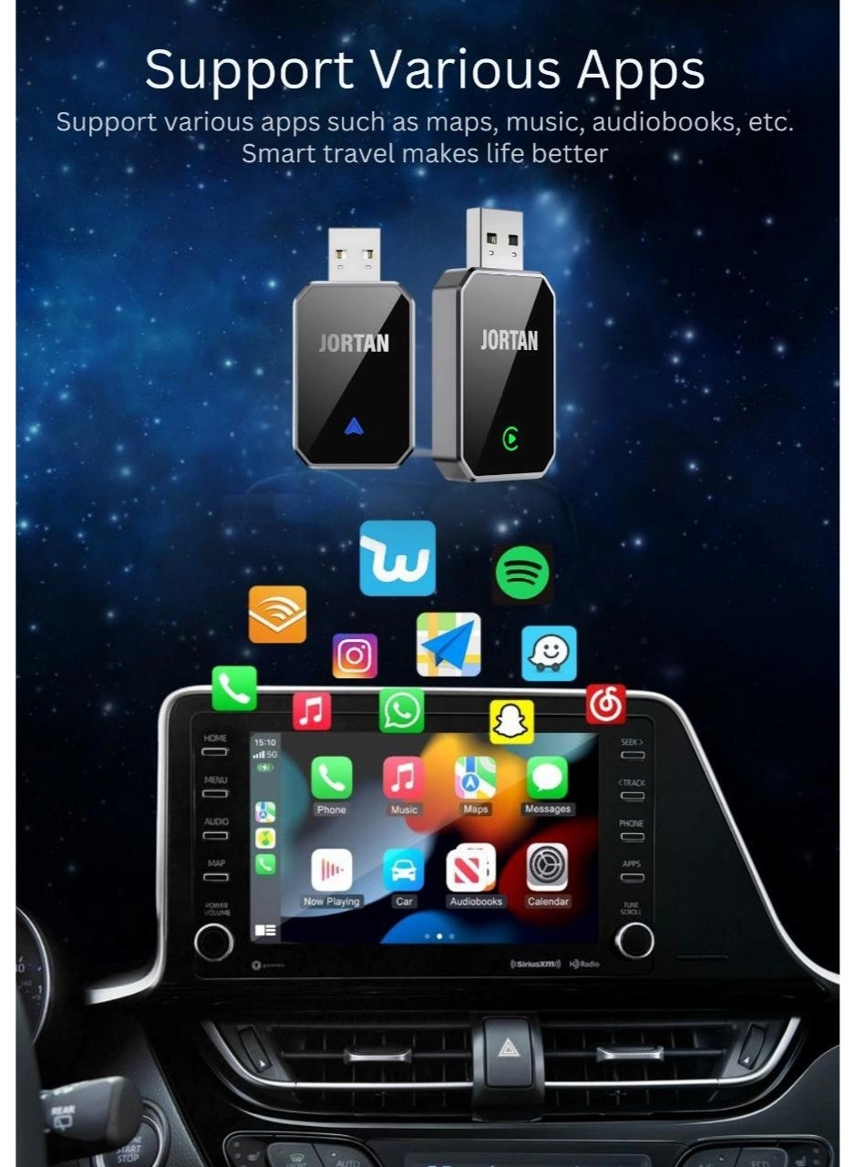 Wireless Android Auto & Apple CarPlay Adapter - Wi-Fi 6 Bluetooth 5.2